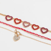 Thumbnail for Heart Shape Rhinestone Triple-Layered Necklace