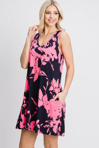 Thumbnail for Heimish Full Size Floral V-Neck Tank Dress with Pockets