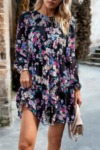 Thumbnail for Smocked Floral Print Long Sleeve Mini Dress