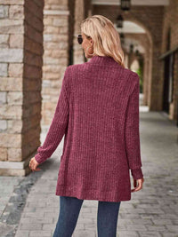 Thumbnail for Open Front Cardigan with Pockets