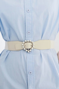 Thumbnail for Pearl Heart Buckle Elastic Belt