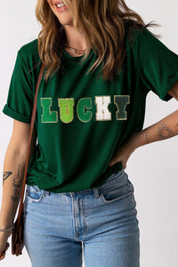 Thumbnail for LUCKY Round Neck Short Sleeve T-Shirt