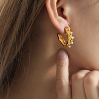 Thumbnail for Synthetic Pearl 18K Gold-Plated Earrings
