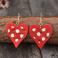 Thumbnail for Sequin Heart Leather Drop Earrings