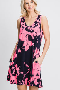 Thumbnail for Heimish Full Size Floral V-Neck Tank Dress with Pockets