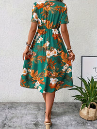 Thumbnail for Floral Surplice Short Sleeve Dress