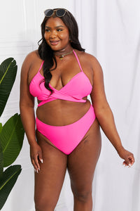 Thumbnail for Marina West Swim Summer Splash Halter Bikini Set in Pink