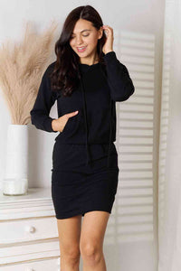 Thumbnail for Culture Code Full Size Drawstring Long Sleeve Hooded Dress