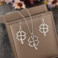 Thumbnail for Lucky Clover Alloy Earrings and Necklace Jewelry Set