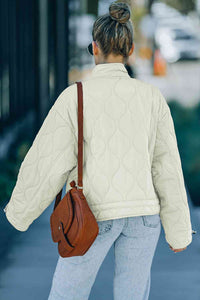 Thumbnail for Drawstring Dropped Shoulder Quilted Jacket