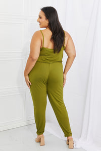 Thumbnail for Capella Comfy Casual Full Size Solid Elastic Waistband Jumpsuit in Chartreuse