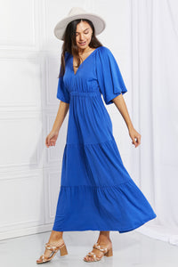 Thumbnail for Culture Code Full Size My Muse Flare Sleeve Tiered Maxi Dress