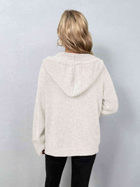 Thumbnail for Button-Down Long Sleeve Hooded Sweater