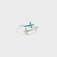 Thumbnail for Zircon 925 Sterling Silver Double Cross Bypass Ring