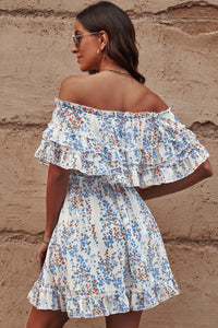 Thumbnail for Floral Off-Shoulder Ruffle Hem Dress