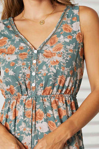 Thumbnail for Double Take Floral V-Neck Tiered Sleeveless Dress