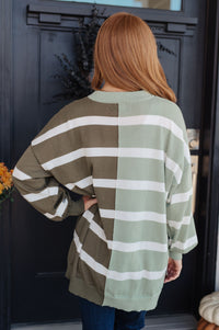 Thumbnail for Can't Decide Color Block Striped Sweater