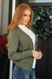 Thumbnail for Climbing Vine Cable Knit Cardigan in Green