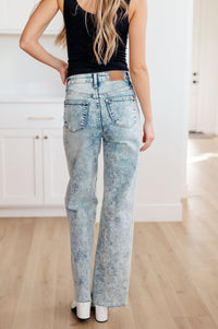 Thumbnail for Dory High Waist Mineral Wash Raw Hem Wide Leg Jeans