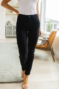 Thumbnail for Edith Mid Rise Classic Slim Jeans in Black
