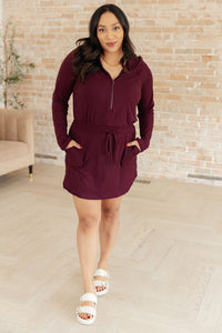 Thumbnail for Getting Out Long Sleeve Hoodie Romper in Maroon