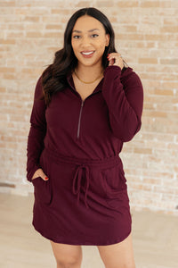 Thumbnail for Getting Out Long Sleeve Hoodie Romper in Maroon