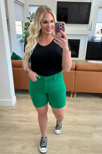 Thumbnail for Jenna High Rise Control Top Cuffed Shorts in Green