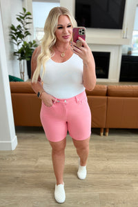Thumbnail for Jenna High Rise Control Top Cuffed Shorts in Pink