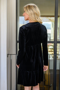 Thumbnail for Jentsyn Velvet V-Neck Dress in Black
