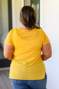 Thumbnail for Melange Burnout V-Neck T-Shirt in Yellow Gold