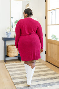 Thumbnail for Only You Surplice Neck Sparkle Knit Dress In Magenta