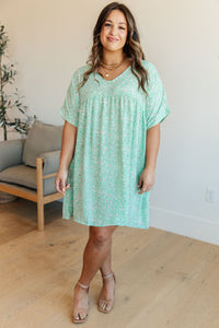 Thumbnail for Rodeo Lights Dolman Sleeve Dress in Mint Floral