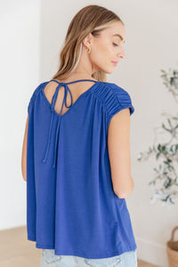 Thumbnail for Ruched Cap Sleeve Top in Royal Blue