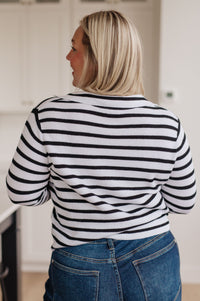 Thumbnail for Self Improvement V-Neck Striped Sweater