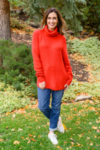 Thumbnail for Steady Pace Roll Neck Sweater In Red