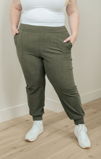 Thumbnail for Where Are You High Rise Joggers in Olive