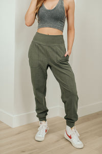 Thumbnail for Where Are You High Rise Joggers in Olive