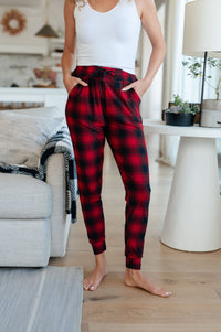 Thumbnail for Your New Favorite Joggers in Red Plaid