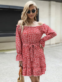 Thumbnail for Frill Tied Floral Flounce Sleeve Tiered Dress