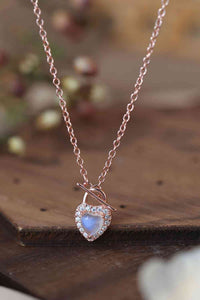 Thumbnail for Moonstone Heart Lock Pendant Necklace