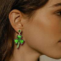 Thumbnail for Rhinestone Alloy Lucky Clover Dangle Earrings