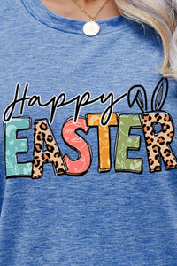 Thumbnail for HAPPY EASTER Graphic Round Neck Tee Shirt