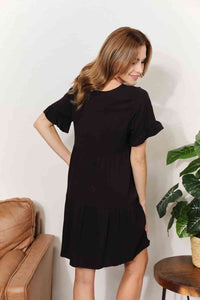 Thumbnail for Double Take V-Neck Flounce Sleeve Tiered Dress