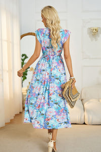 Thumbnail for Floral V-Neck A-Line Midi Dress