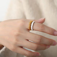 Thumbnail for Enamel 18K Gold-Plated Open Ring