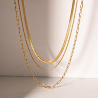 Thumbnail for 18K Gold-Plated Triple-Layered Necklace