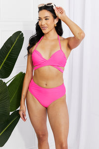 Thumbnail for Marina West Swim Summer Splash Halter Bikini Set in Pink