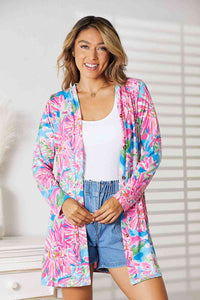 Thumbnail for Double Take Floral Open Front Long Sleeve Cardigan