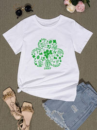Thumbnail for Lucky Clover Round Neck T-Shirt