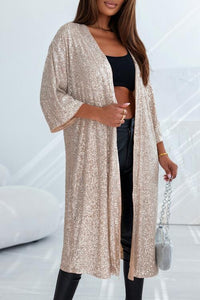 Thumbnail for Sequin Open Front Duster Cardigan
